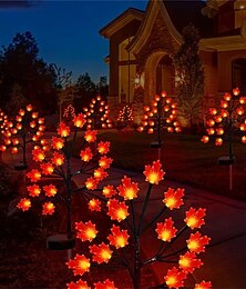 economico -Luci Decorative a Foglia di Acero 3D Solari per Giardino Luce Decorativa da Pavimento 1PC per Halloween