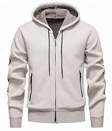 abordables -Hombre Chaqueta de Punto Suéter recortado Jersey con cremallera Suéter de punto Estriado Tejer Tops regulares Bolsillo Plano Con Capucha Moda Clásico Vacaciones Ropa Cotidiana Ropa Otoño Invierno