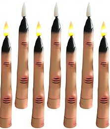 abordables -10/12 pcs Halloween horreur simulation doigt LED électronique bougie intérieur restaurant chambre fête Halloween horreur et atmosphère étrange lumière décorative baguette magique télécommande