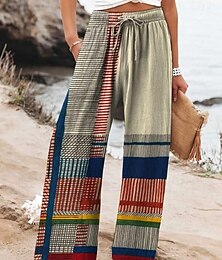 economico -Per donna Culotte Gamba Larga Gamba larga Chinos Vacanza Vintage Stile Etnico Lunghezza intera Vita Alta Grafico Sfumatura A righe Asciugatura Rapida Traspirabilità Morbido Inelastico Formale