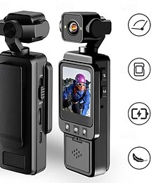 זול -מקליט וידאו נייד 1080p עם מסך 1.54 אינץ', WiFi, עדשה מסתובבת 360 מעלות, ראיית לילה &תאורת מילוי מובנית לצילום תמונות, אידיאלית לספורט &מעקב אבטחה