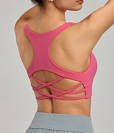 economico -Per donna Reggiseno da yoga Carro armato Reggiseno sportivo Intimo / Maglia Intima Supporti alti Criss-Cross Back Colore Solido / Tinta Unita Sport Abbigliamento sportivo Rosa Blu Palestra Pilates