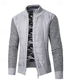 abordables -Hombre Chaqueta de Punto Suéter recortado Jersey con cremallera Suéter de punto Estriado Tejer Tops regulares Retazos Bolsillo Plano Escote Chino Moda Clásico Vacaciones Ropa Cotidiana Ropa Otoño