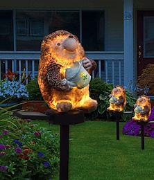 billige -1 stk utendørs landskapslys hage solcelledrevet dyreharpikslampe pinnsvin jordplugg led plenlandskapslys hage gårdsplass vanntett halloween julefest gangsti dekorasjon
