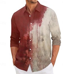 economico -Halloween Per uomo Macchie di sangue Camicia Camicia con Bottoni Manica Lunga Gotico punk oscuro Ferie Abbigliamento casual alla moda Estate Primavera Collo ripiegato Stampa 3D camicie con colletto