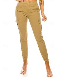 economico -Per donna Pantaloni Cargo Pantaloni Eleganti Streetwear Casual Lunghezza intera Naturale Semplice Tasca Morbido Ferie Weekend Giallo scuro Rosso violaceo Verde foresta Cammello Autunno Vestibilit