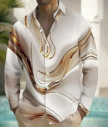 economico -Per uomo Marmo Arte liquida astratta Camicia Camicia con Bottoni Camicia casual Manica Lunga Moda Casual Vacanza Quotidiano Abbigliamento casual alla moda Estate Primavera Collo ripiegato Stampa 3D