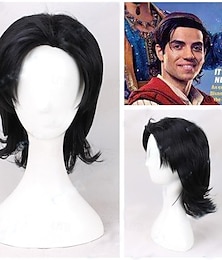 baratos -peruca cosplay aladdin mena massoud cosplay para homens adultos halloween carnaval