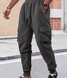 levne -Pánské Tepláky Běžec Kalhoty Nákladní tepláky Vaflové kalhoty Elastický pas Šňůrky Multi kapsa Bez vzoru Pohodlné Outdoorové sporty Denní Módní Na běžné nošení Černá Bílá Lehce elastické