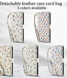 halpa -puhelin Etui Käyttötarkoitus iPhone 16 15 14 Pro Max Plus iPhone 16e iPhone 13 Mini Lanyardin kanssa Tukijalka Korttipaikka Kukka TPU PU-nahka