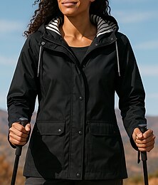 abordables -Mujer Chaqueta para senderismo Impermeable Al aire libre Impermeable Trajes de senderismo Ropa de senderismo Invierno Otoño Camiseta Caza Camping / Senderismo / Espeleología Viaje Color sólido Negro