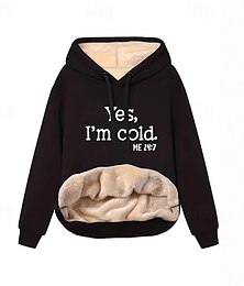 olcso -Női Pulóver Hoodie pulóver Szöveg Utcai sikk Alkalmi Hosszú ujj Kapucni Normál felsők Utca Szabadság Nyomtatott Fekete Ősz Tél