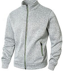 billige -Herre Genser Genser med full glidelås Svart Militærgrønn Navyblå lysegrå Mørkegrå Opprett krage عادي Lomme Sport & Utendørs Daglig Ferie Polyester Gatemote Grunnleggende Fritid Vår Høst Klær Gensere
