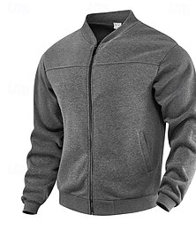 Недорогие -Муж. Зимняя куртка Флисовая жилетка Повседневная куртка Университетская куртка Отпуск Повседневные Сохраняет тепло Карман Флис Осень Зима Полотняное плетение Мода Уличный стиль Воротник-стойка Обычная