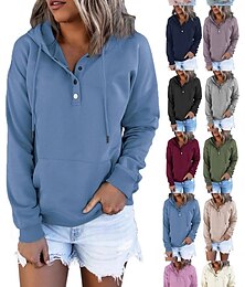 olcso -Női Pulóver Hoodie pulóver Sima Alkalmi Hosszú ujj Kapucni Normál felsők Fekete Rubin Medence Bíbor Lóhere Tavasz Ősz