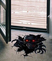 お買い得  -ハロウィーンの頭蓋骨の壊れた壁用デカール、寝室やリビングルーム用のホラー3D粘着ステッカー、不気味なお化け屋敷の装飾、ホームパーティー用の剥がして貼る壁アート