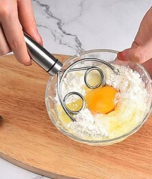billiga -rostfritt stål magisk degvisp dubbelloopsmixer, handhållen mjöldegblandare, manuell äggvisp och brödsmetsrörare för bakning, köksredskap för bakverk och pizzadeg