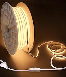 رخيصةأون -شريط إضاءة LED خارجي مقاوم للماء IP65 أبيض فائق السطوع 10 واط/متر CRI 80 مع مفتاح ومقبس