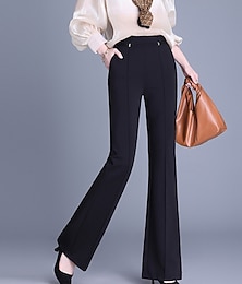 economico -Per donna Pantaloni Eleganti Moda Streetwear Lunghezza intera Naturale Semplice Tasca Elastico in vita Morbido Formale Ufficio Streetwear Nero Autunno Vestibilità regolare