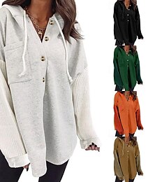 economico -Per donna Felpa con cappuccio Semplice Casual Manica Lunga Con Cappuccio Top Regolari Streetwear Abbigliamento Quotidiano Tasca Bottoni Nero Arancione Verde Cachi Grigio Autunno Inverno