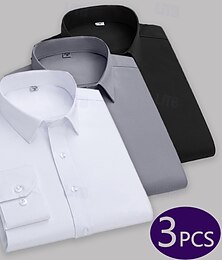 preiswerte -Herren Hemd Kleidhemd Knopfhemd Smokinghemden Einfarbig Büro & Karriere Alltagskleidung Schwarz+Weiß+Grau schwarz+weiß+grün Weiß+Grau+Grün Grau + Grün + Rot Langarm Hemdkragen Ganzjahres Bekleidung