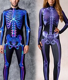 preiswerte -Totenkopf Skelett Bodysuit Halloween Gruppenkostüme Paarkostüme Ganzkörper-Catsuit Gruselkostüm Herren Damen Jungen Kinder Erwachsene Performance Party Club Halloween Karneval Tag der Toten einfach