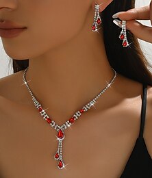 economico -Set di gioielli da sposa 2 Zircone Diamanti d'imitazione 1 Collana Orecchini Per donna Elegante Vintage Dolce Adorabile Traforato Goccia Amore Irregolare Parure di gioielli Per Matrimonio Lavoro