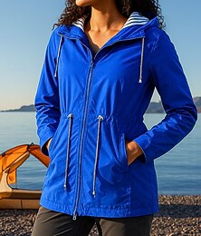 abordables -Mujer Impermeable Al aire libre Impermeable Resistente al Viento Trajes de senderismo Ropa de senderismo Invierno Otoño Camiseta Camping / Senderismo / Espeleología Corriendo Color sólido Negro Rojo
