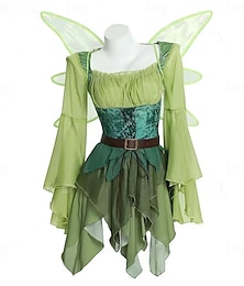 economico -Retrò Vintage Medievale Rinascimento Vestito Ali Orecchie Elfo Elfico Per donna Fantasia Halloween Carnevale Mascherata Performance Feste LARP Adulti Vestito Ali Orecchino