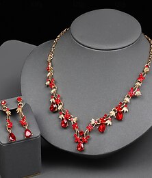ieftine -Seturi de bijuterii de mireasă 2 Diamante Artificiale 1 Colier Cercei Pentru femei Epocă Lux Clasic Încântător Clasic Iubire Prețios Diamant picătură de apă Set de bijuterii Pentru Nuntă Petrecere
