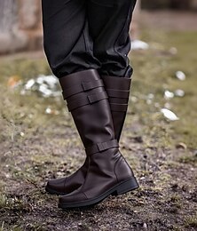 abordables -Medieval Renacimiento Zapatos Botas hasta la rodilla Botas planas de jazz Pirata Vikingo Cruzado Hombre Celta Pirata Víspera de Todos los Santos Mascarada Víspera de Todos los Santos Fiesta y Noche