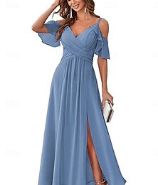 economico -Per donna Abito Lungo Maxi Abito Abito da Cocktail Abito da invitata a nozze Chiffon Abito Sottoveste Elegante Moda Moderno All'aperto Cocktail party Vestibilità regolare Semplice Manica Corta