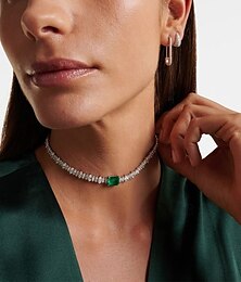 ieftine -Colier Choker Diamant sintetic Ștrasuri Pentru femei Elegant Epocă Clasic Nuntă Cerc Coliere Pentru Nuntă Petrecere Zilnic