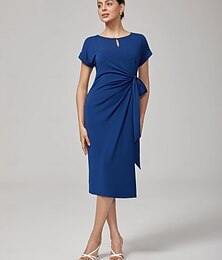 olcso -Nő hétköznapi ruha Királykék Rövid ujjú Ujjatlan, bő felső Nyár Tavasz Ősz Csónaknyak Elegáns Modern XS S M