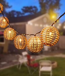 baratos -Luzes decorativas de corda de lanterna estilo bola de arame de vime - 10 luzes globo de vime bola de vime corda de luz para pátio interno e externo para casa pérgola varanda festa quintal