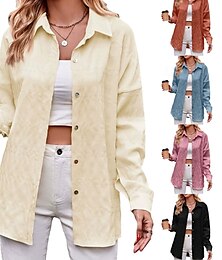 economico -Per donna Camicia Semplice Quotidiano Elegante Essenziale Manica Lunga Colletto a Camicia Top Regolari Lavoro Quotidiano Ferie Bottoni Giallo Rosa Blu Primavera Autunno