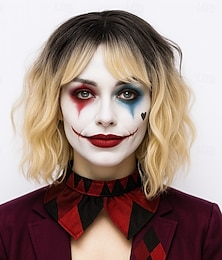 olcso -Joker 2 Harley Quinn cosplay paróka szintetikus haj Halloween cosplay party parókák