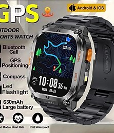 お買い得  -新型GPSトラッキングスマートウォッチ メンズ IP68防水 2.01IPS 常時表示 コンパス 心拍数 630mAhバッテリー BT通話対応 女性用スマートウォッチ