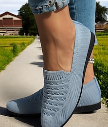 preiswerte -Atmungsaktive Flyknit-Freizeitschuhe für Damen – leichte Schlupfschuhe mit runder Spitze zum Gehen, Reisen und für den täglichen Komfort