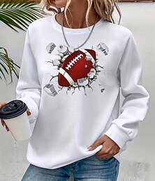 economico -Per donna Felpa Pullover Grafico Moda Casual Manica Lunga Girocollo Top Regolari Streetwear Abbigliamento Quotidiano Casuale Stampato Bianco Autunno Inverno