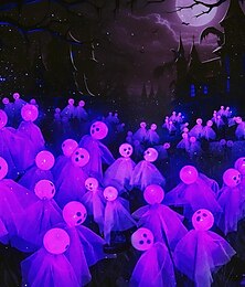 billige -halloween dekorasjonslys utendørs 1 stk, 6 led spøkelseshalloween led-lys solcelledrevne hagelys halloween-dekorasjon halloween-dekorasjon lysende fe-lys hagebelysning