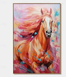 お買い得  -手作りの抽象的な動物の馬の油絵手描きの油絵壁モダンファッション抽象的なピンクの馬のキャンバスの絵画家の装飾の装飾ロールキャンバスの絵画