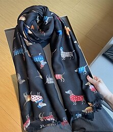 halpa -Naisten Suorakulmiohuivi Katu Päivittäin Deitti Maalattu Valkoinen Sininen Huivi Eläin