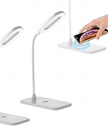 abordables -Lampe de bureau à LED, lampe de table, veilleuse pour la maison, 3 modes d'éclairage, charge rapide sans fil, lampe de bureau à commande tactile avec col de cygne réglable pour la lecture