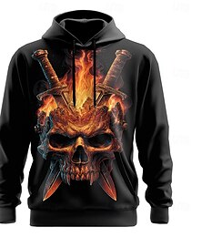 abordables -Halloween Hombre Cráneos 3D Sudaderas Sudadera Sudadera Sudadera con capucha Cuello Barco Punk Impresión 3D Discoteca Ropa de calle Azul Piscina Morado Correa Gráfico Otoño Invierno Diseñador