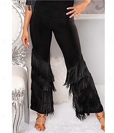 ieftine -pantaloni de dans latino pentru femei – pantaloni de antrenament cu talie înaltă, elastici, pentru dans de salon, rumba, cha-cha &samba, îmbrăcăminte sportivă cu tiv evazat