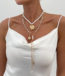 abordables -Collier pendentif Perle Strass Femmes Personnalisé Luxe Franges Superposé Animal Mariage Gouttes Colliers Tendance Pour Mariage Soirée Quotidien