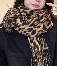 olcso -Női Téglalap alakú sál Utca Napi Randi Szürke Bézs Sál Leopárd