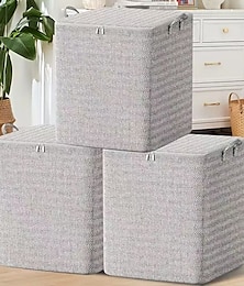 billiga -3-delat set med förvaringslådor, rektangulära förvaringsboxar på 115 liter med stor kapacitet och dubbla dragkedjor &handtag, dammtäta klädfiltar för förvaring för flytt, resor, användning under