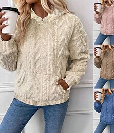 economico -Per donna Felpa con cappuccio Semplice Streetwear Casual Manica Lunga Con Cappuccio Top Regolari Streetwear Ferie Uscire Tasca Giallo Rosa Blu Marrone Autunno Inverno